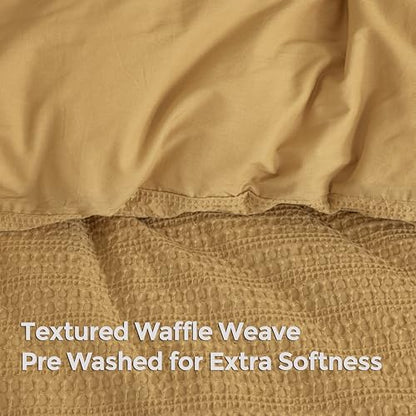 Dreamology Waffle Duvet Cover, Duvet Cover Full, 100% Cotton Waffle Weave | Duvet Covers with Zipper Closure, Soft & Breathable Luxury Textured Duvet Cover Set, Duvet Covers Full 3 Pieces (Mustard) - color: Mustard, size: Full
