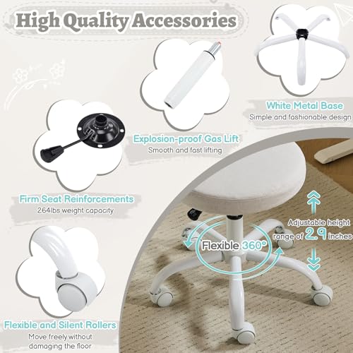 VINGLI Small Vanity Chair with Wheels for Girls.Cute Modern Adjustable Height Armless Office Desk Chair.360°Swivel Comfy Rolling Chair for Study, Make up Room,Small Space,Linen Light Gray - color: Linen Light Gray