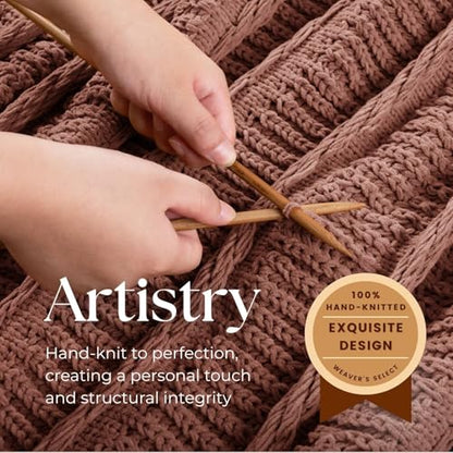 Boho Knitted Chenille Blanket with Tassels - Lightweight & Soft All-Season Throw - 3D Classic Pattern for Living Room Bedroom Couch, Clay Brown, Throw 50"x60" - color: Clay Brown, size: Throw