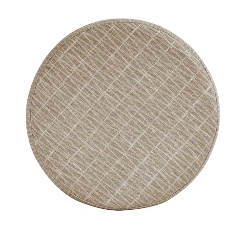 HomePop 19" Round Storage Ottoman - Tan Geometric Pattern - color: Tan Geometric Pattern
