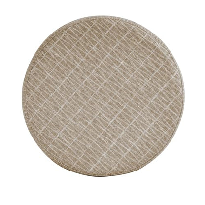 HomePop 19" Round Storage Ottoman - Tan Geometric Pattern - color: Tan Geometric Pattern