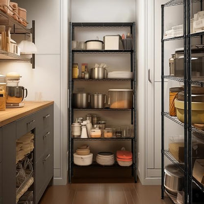 Finnhomy 6-Tier Wire Shelving Unit - Adjustable Steel Wire Rack with 6 Shelves, PE Mat and Stable Leveling Feet, NSF Certified, Black - color: Black, size: 60 Inches