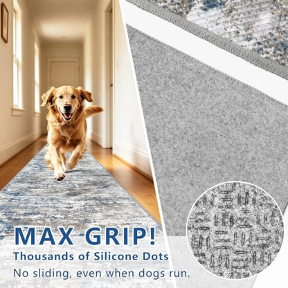 Hallway Runner Rug 3x6 Textured Non Slip Carpet Runner, Abstract Multi | Machine Washable Wide Runner Rug with Silicone Backing; Stain-Resistant Surface for Hallways, Kitchens and High-Traffic Areas - color: Abstract-multi, size: 3' x 6' (Runner)