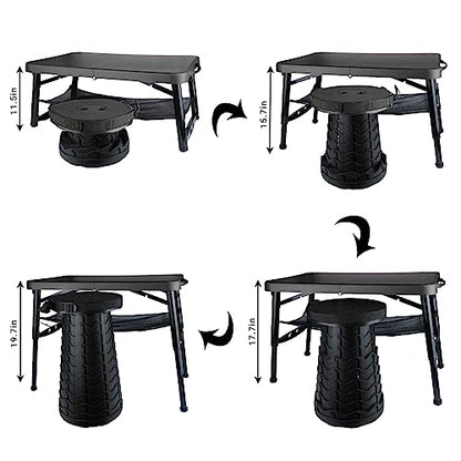 Folding Table and Stool, Small, Black, 4 Foot Outdoor Portable Table, Adjustable Height, Camping, Picnic, RV Table, 55lbs Load-Bearing, Lightweight - color: Black