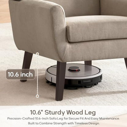 HUIMO Accent Chair for Living Room,Upholstered Button Linen Armchair Chair | Mid Century Modern Tufted Armchair with Fabric,Comfy Arm Chairs for Club Living Room Reading Bedroom,Waiting Room Khaki - color: Khaki