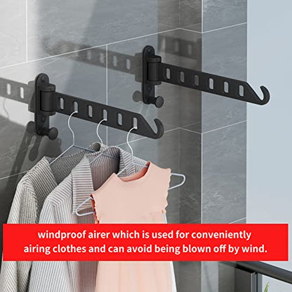 JOOM Laundry Drying Rack Wall Mounted Clothes Drying Rack Clothes Hanger Black - color: Black, size: two pack
