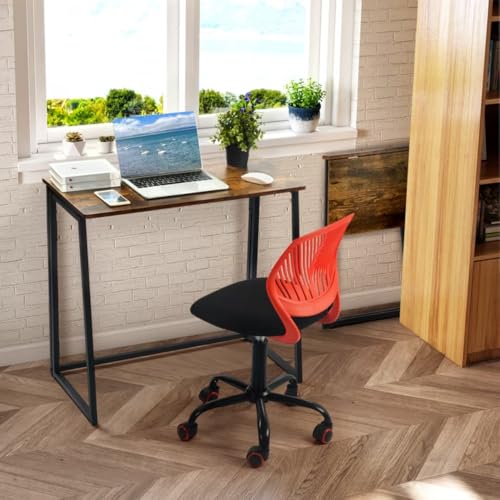 Folding Computer Desk for Small Spaces, 31.4 Inch Foldable Computer Table for Home Office, Study, Writing Work Desk (Rustic Brown) - color: Rustic Brown