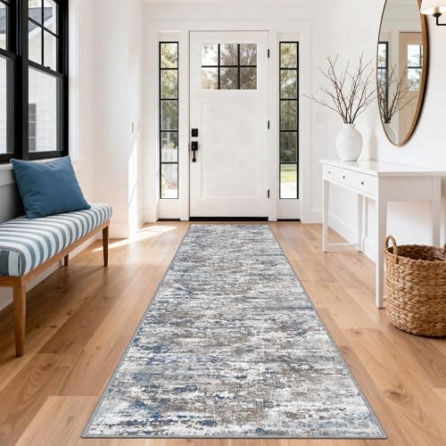 Hallway Runner Rug 3x10 Textured Non Slip Carpet Runner,Abstract Multi | Machine Washable Wide Runner Rug with Silicone Backing Stain-Resistant Surface for Hallways, Kitchens and High-Traffic Areas - color: Abstract-multi, size: 3' x 10' (Runner)