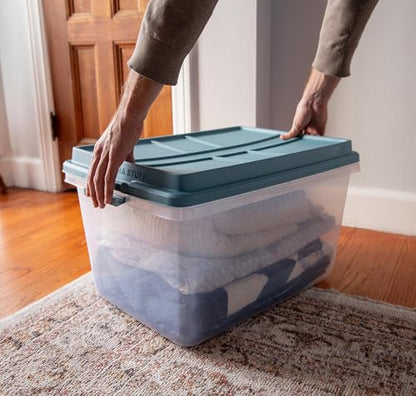 Hefty HI-RISE Stackable Storage Bins - Under Bed Storage Containers with Lids, Shoe Organizer, Plastic Storage Bins, Clear Shoe Boxes with XL Lid-Locking Latches, Durable Double Rim - 72qt (6 Pack) - size: 72 Qt - 6 Pack
