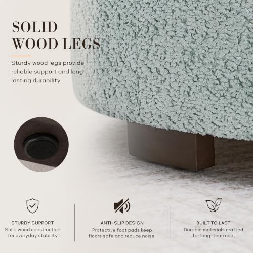 Zihanhome 30" Round Chenille Storage Ottoman Coffee Table with Removable Tray Top, Large Hidden Storage Ottoman, Solid Wood Legs for Living Room, Bedroom, Apartment (Teal) - color: Teal
