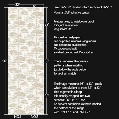Forest Tree Peel and Stick self Adhesive Wallpaper - 96''x32'' - color: X02, size: 96"x32"