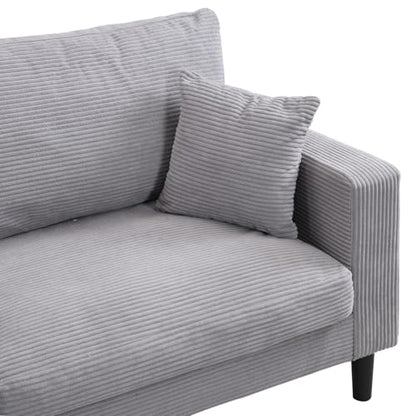74" Light Gray Three Seater Sofa Couch, High Resilience Upholstered Comfy Couch with 2 Pillows Sturdy Wood Frame Space Saving Modern Sofa Living Room Bedroom Apartment Small Space (Light Gray 3 Seat) - color: Light Gray, size: 3 Seat