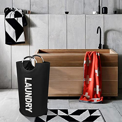 DOKEHOM 125L X-Large Laundry Basket, Collapsible Laundry Bag, Freestanding Tall Clothes Hamper, Foldable Washing Bin (Black) | Freestanding tall washing bin & foldable laundry bag. Extra large clothes storage basket with durable sturdy handles - color: Bl