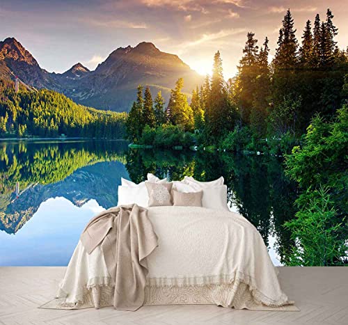 Reyhui Mountain with Lake Photo Wallpaper Landscape | 195"x120" not self-Adhesive Wall Mural for Bedroom Living Room TV Background Sofa Wall - color: MURAL-009, size: 195" x 120"