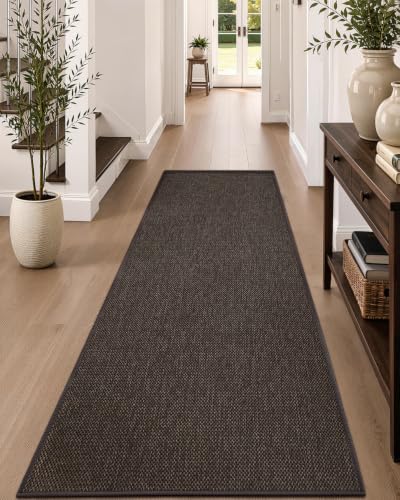 Color&Geometry Runner Rug 28"x96" Non Slip Rubber Backing Hallway Rug,Brown | Carpet Runners for Kitchen Hallway Living Room Bedroom，Ultra Thin Entryway Rugs，Rolled-up NO Creases - color: Heather Brown, size: 28"x96"
