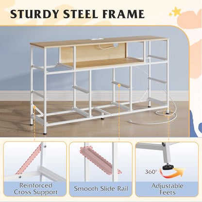 WLIVE LED Dresser TV Stand for 55 Inch TV, 8 Drawers, Cream White | Fits TVs up to 55 inch, 8 fabric drawers, LED chest of drawers, Built-in power outlet, Living room or bedroom - color: Cream White