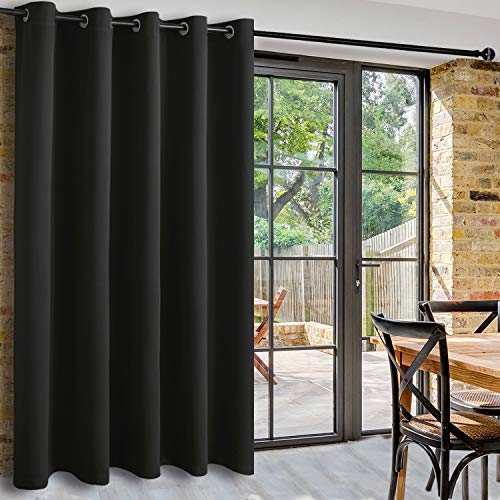DWCN Patio Sliding Door Curtains - Extra Wide Curtains for Glass Door, Room Divider Blackout Thermal Curtain Grommet Panel with Grommet Top for Bedroom Partition, 6.7ft Wide x 7ft Tall, Black - color: Black, size: 80"W x 84"L (Pack of 1)