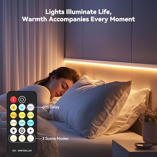 PAUTIX COB LED 스트립 라이트 화이트 CCT 조절 가능, 매우 밝은 조도 조절 가능 2700K-6500K 올인원 UL 등록 LED 테이프 조명, 캐비닛 아래 침실 주방 선반 거울 DIY 조명, 3m(10피트) - size: 2700K-6500K/9.84ft