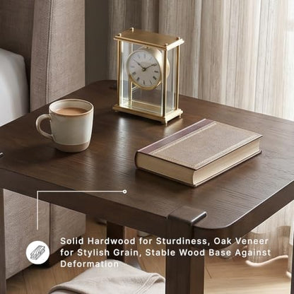 Signature Design by Ashley Breckington End Table, Dark Brown Side Table with Lower Shelf, Contemporary Style for Deep Couches, Hardwood Solids, Oak Veneer and MDF Substrate, 27" W - color: Dark Brown - Shelf