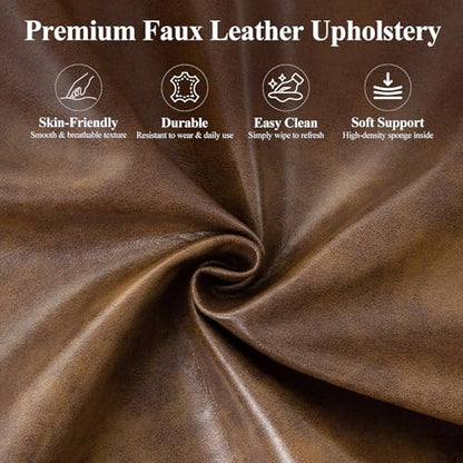 MALOL Modern Mid-Century Faux Leather Accent Chair, Upholstered Armchair with Curved Backrest, Sturdy Metal Base, Living Room, Bedroom & Reading Nook,Brown - color: Brown, size: set of 1