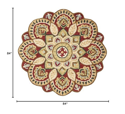 SAFAVIEH Novelty Collection 7' Round Red/Taupe NOV604Q Handmade Floral Premium Wool Entryway Foyer Living Room Bedroom Kitchen Area Rug - color: Red/Taupe, size: 7' (Round)