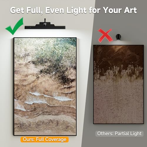 Picture Light, 4400mAh Black Rechargeable Battery Operated Wireless Art Light, Cordless Dimmable Remote Magnetic Lighting for Wall Art Frame Gallery(12 in, Black) - color: Black, size: 12 Inch