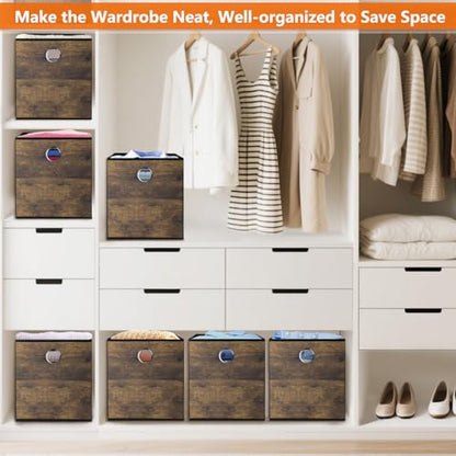 Stylish Fabric Cube Storage Bin with Wood Grain,Sturdy Storage Cube Box for Shelves, Foldable Basket Space Saving Storage Organizer for Home,Office,Nursery,Living Room,Bderoom,3 Pack(12.6x12.6x12.6in) - size: Large-12.6x12.6x12.6inch