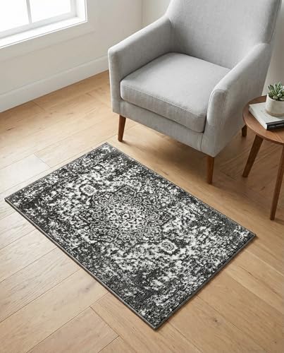 Rugs.com - Arlington Rug – 2' x 3' 1 Dark Gray Traditional Area Rug – Low Pile Accent Rug for Entryways, Kitchens, and Bathrooms - color: Dark Gray, size: 2' x 3' (Rectangular)