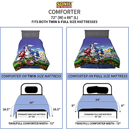 Franco Kids Bedding Super Soft Microfiber Reversible Comforter, Twin/Full, Sonic The Hedgehog, Anime - color: Sonic the Hedgehog, size: Twin/Full