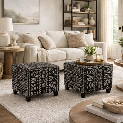 HomePop 18" Classic Square Storage Ottoman - Onyx - color: Onyx