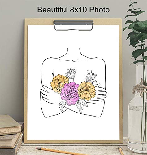 Minimalist Line Art Print - Aesthetic Silhouette Line Drawing Poster - 8x10 Abstract Contemporary Modern Wall Decor - Unique Gift for Women, Home, Bathroom, Living Room, Bedroom Decorations