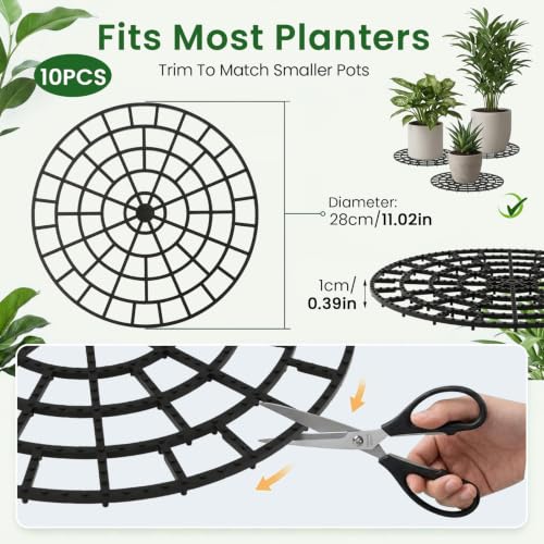 10 PCS Plant Risers for Pots, 11 Inch Plant Level Pot Elevator, Patio & Deck Floor Protector Base, Adjustable Planter Pot Trivets Stands for Indoor Outdoor Garden