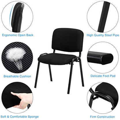 VINGLI 5-Pack Waiting Room Chairs, Stackable Chair for Office, Mesh-Black | Stacking Chairs, Armless Church Chairs, Space-saving, Guest & Reception, Office Lobby, Business Hall - color: Fabric Mesh-black, size: 5-pack