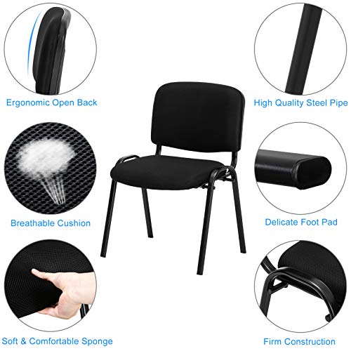 VINGLI 10-Pack Waiting Room Chairs, Stackable Chair for Office, Mesh-Black | Stacking Chairs, Armless Church Chairs, Space-saving, Guest & Reception, Office Lobby, Business Hall - color: Fabric Mesh-black, size: 10-pack