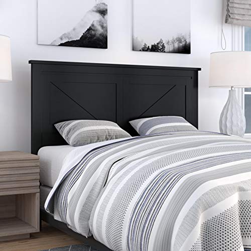 Glenwillow Home Farmhouse Style Wood Panel Headboard in Black - Full Size - color: Ebony/Black, size: Full