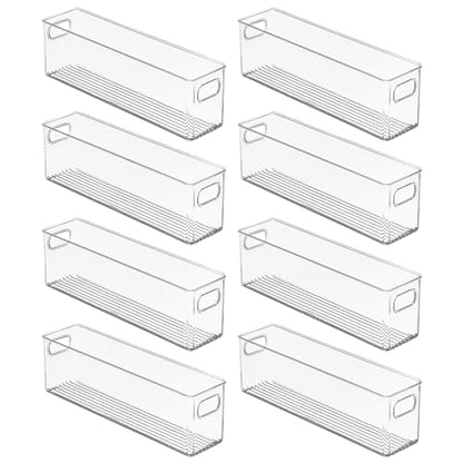 mDesign Plastic Kitchen Organizer - Storage Holder Bin with Handles for Pantry, Cupboard, Cabinet, Fridge/Freezer, Shelves, and Counter - Holds Canned Food, Snacks, Drinks, and Sauces - 8 Pack - Clear