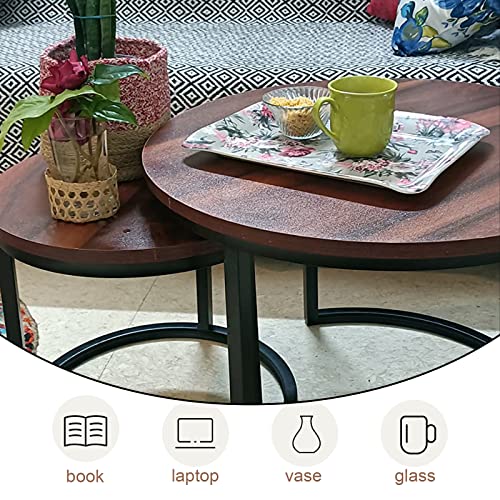 Nesting Coffee Table Rustic Brown 2 Sets for Small Place Engineered Wood Sofa End Side Table for Living Room Cabin Bed Room Dining Room - color: Rustic Brown