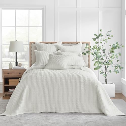 Levtex Home Mills Waffle Twin Bedspread Set (84x104in) with 1 Pillow Sham (26x20in) - Cream - Cotton Waffle Twin Size Bedspread Set - Lightweight, Soft, Pre-Washed - color: Cream, size: Twin Bedspread