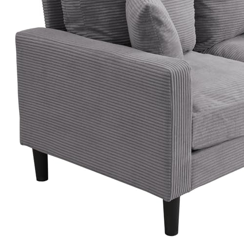 57 " Loveseat Sofa Couch, Upholstered 2 Love Seat Sofas with 2 Pillows Soft Cushions & Sturdy Frame, Space Saving Modern Small Sofa, Living Room Bedroom Apartment Small Space (Light Gray, 2 Seat) - color: Light Gray, size: 2 Seat