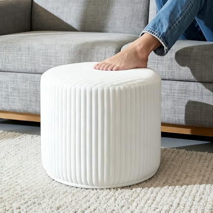Unstuffed Pouf Ottoman Cover Round Floor Foot Rest for Couch Footstool | Ottomans Cover, Storage Pouf, Soft Touch, Large, Fluffy, Floor Poufs with storage, for living room, Bedroom, dorm