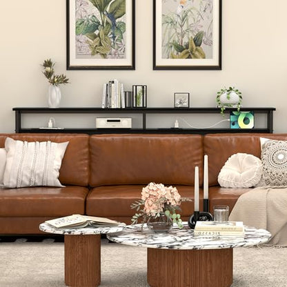 Keelian 78 Inch Double-Layer Narrow Console Sofa Table with 2 Power Outlets &4 AC Plugs&4 USB Ports, 4.9' Extension Cord Included, Behind Couch Table for Living Room/Office Easy Assembly - Black