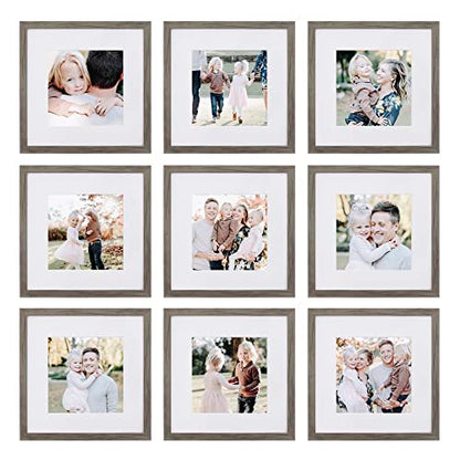 Sheffield Home 9 Piece Gallery Wall Frame Set, 12x12 Inch, Natural - color: Natural, size: 12x12 Inch