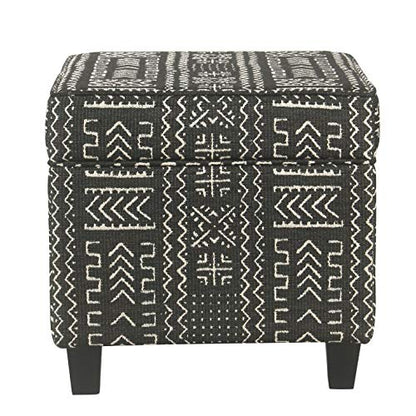 HomePop 18" Classic Square Storage Ottoman - Onyx - color: Onyx