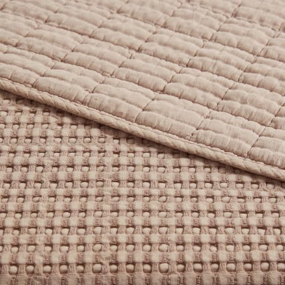 Levtex Home Mills Waffle King/Cal King Quilt Set (106x92in) with 2 Pillow Shams (36x20in) - Blush - Cotton Waffle King Size Quilt Bedding Set - Lightweight, Soft, Pre-Washed - color: Blush, size: King Quilt