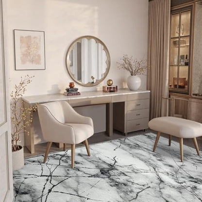 CRYPTOLITE Abstract Area Rug Washable Rug with Non-Slip Backing Low Pile Area Rugs for Living Room, Bedroom, Dining Room,4x6, Silver&Grey - color: Marble - Silver Grey, size: 4' x 6' (Rectangular)