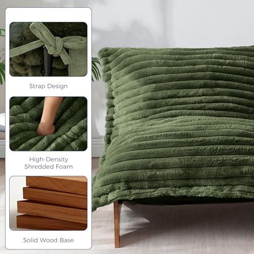 MAXYOYO Adjustable Living Room Chair, 3-Position Bean Bag Chair with Frame | Upholstered Accent Chair with Frame, Removable Cushion, Soft Reclining Lounge for Bedroom, Apartment, Office, Green - color: Striped Green