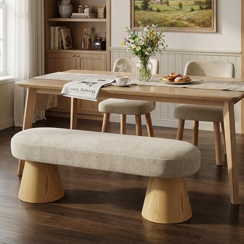 Christopher Knight Home Manila Chenille Upholstered Dining Bench, Modern Ottoman Bench, Wooden Entryway Bench, Comfort Long Spfa Footstool for Living Room Dining Room, No Assembly Needed, Oatmeal - color: Oatmeal/49"