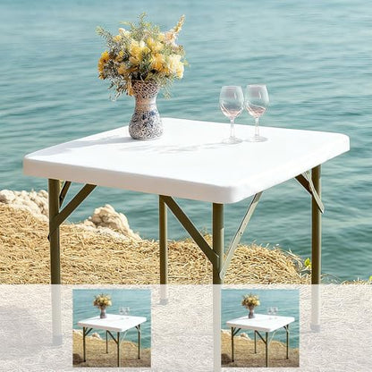2팩, 매트리스 커버 화이트 카드 신축성 있는 스판덱스 테이블 커버-주방 다이닝 피크닉 파티오 야외 파티용 작은 스트레치 접이식 테이블 보 (화이트, 86.4cm x 86.4cm(34 x 34인치)(정사각형)) - color: 화이트., size: 34" x 34" |2 Pack