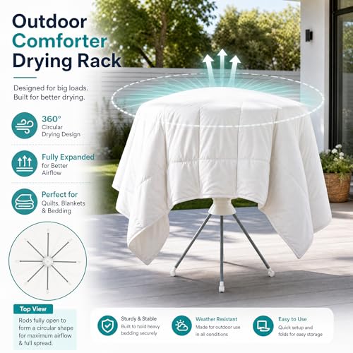 Clothes Drying Rack Foldable with Rolling Wheels, Portable Laundry Drying Rack with 16 Aluminum Arms, Stable 4-Leg Base, 360° Rotating Design for Indoor Outdoor (Double-Tier with Shoe Rack) - size: 2-Tier