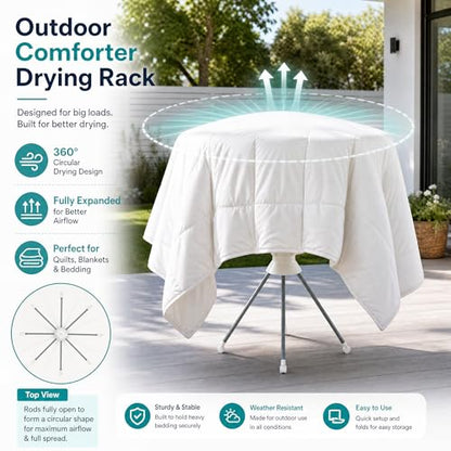 Clothes Drying Rack Foldable with Rolling Wheels, Portable Laundry Drying Rack with 16 Aluminum Arms, Stable 4-Leg Base, 360° Rotating Design for Indoor Outdoor (Double-Tier with Shoe Rack) - size: 2-Tier